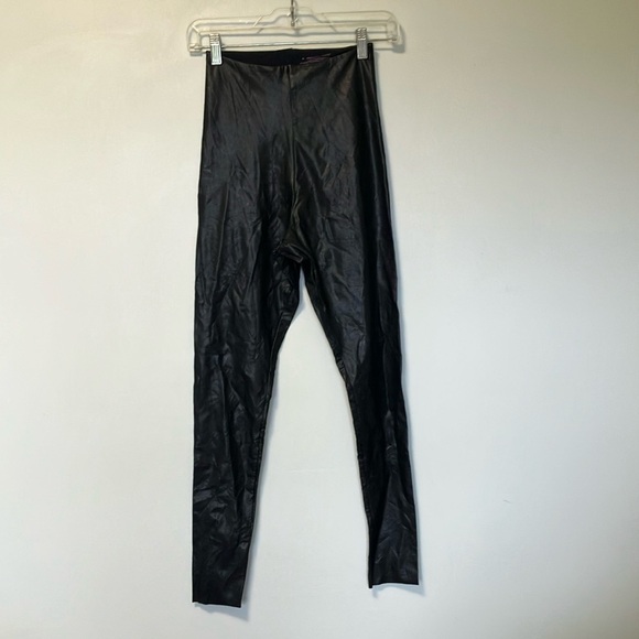 Commando Control Faux Leather Black Shiny Leggings - Picture 1 of 4